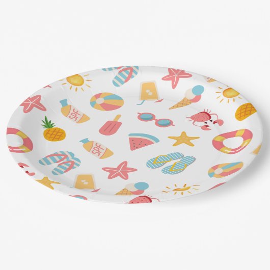 Tropisches Party des Pools Pappteller (Schrägansicht)