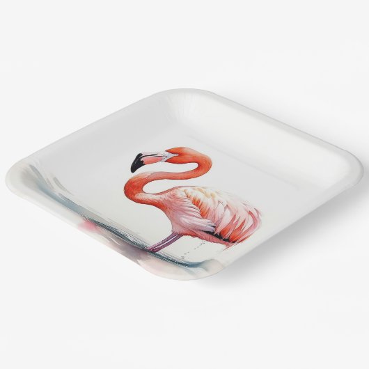 Tropisches Party Flamingo Pappteller (Gewinkelt)