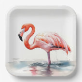Tropisches Party Flamingo Pappteller (Vorderseite)