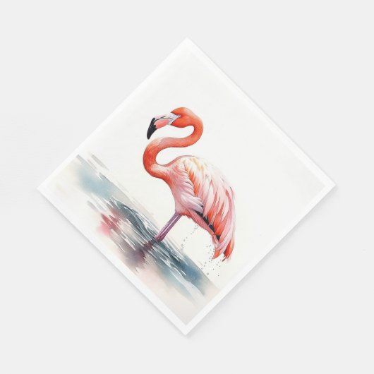 Tropisches Party Flamingo Serviette (Ecke)