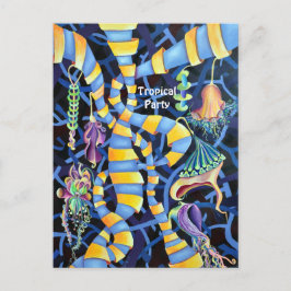 Tropisches Party - Lumineszenz tropisches Abstrakt Einladungspostkarte