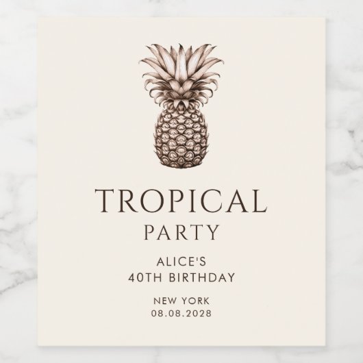Tropisches Party mit Ananas Weinetikett (Einzelnes Label)