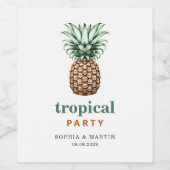 Tropisches Party mit Ananas Weinetikett (Einzelnes Label)