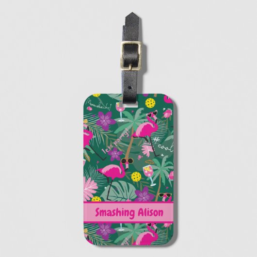 🤩 tropisches Party mit Pickleball, benutzerdefini Gepäckanhänger (Vorderseite Vertikal)