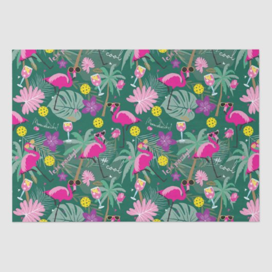 🤩 tropisches Party mit Pickleball   Seidenpapier (Vorderseite)