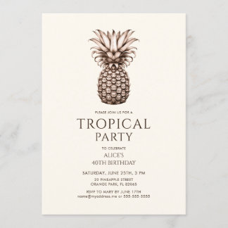Tropisches Party mit Vintagen Ananas Einladung
