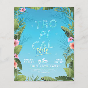 Tropisches Party-Plakat, Hawaii Sommerparty Flyer