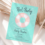 Tropisches Party Rosa Schwimmer Sweet 16 Einladung<br><div class="desc">Modernes Party mit rosa runder gestreifter Floater Abbildung Sweet 16 auf einem bearbeitbaren,  hellblauen Aquablau Hintergrund,  kann die Farbe geändert werden. Eine lustige und coole Party Einladung</div>