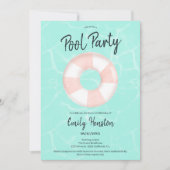 Tropisches Party Rosa Schwimmer Sweet 16 Einladung (Vorderseite)