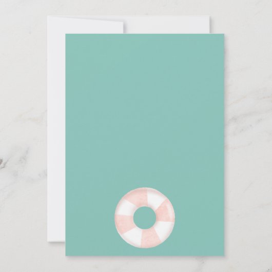 Tropisches Party Rosa Schwimmer Sweet 16 Einladung (Rückseite)