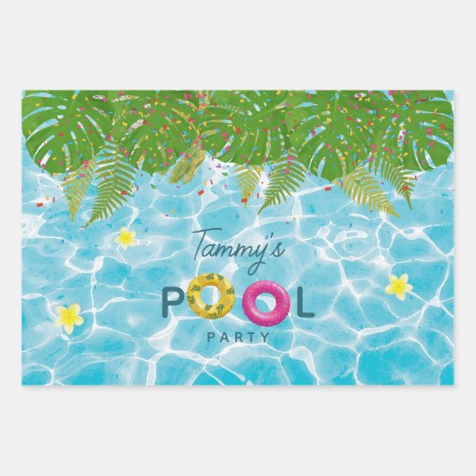 Tropisches Party Schwimmbad Geburtstag Geschenkpapier Set (Vorderseite 3)