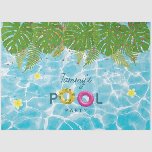 Tropisches Party Schwimmbad Geburtstag Seidenpapier (Vorderseite)