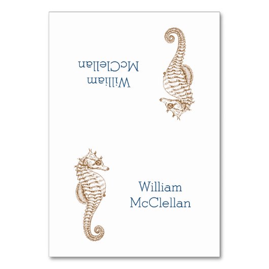 Tropisches Party Seepferd Zartete Platzkarten Tischnummer (Vorderseite)