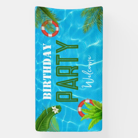 Tropisches Party | Sommer Geburtstag Banner (Vertikal)