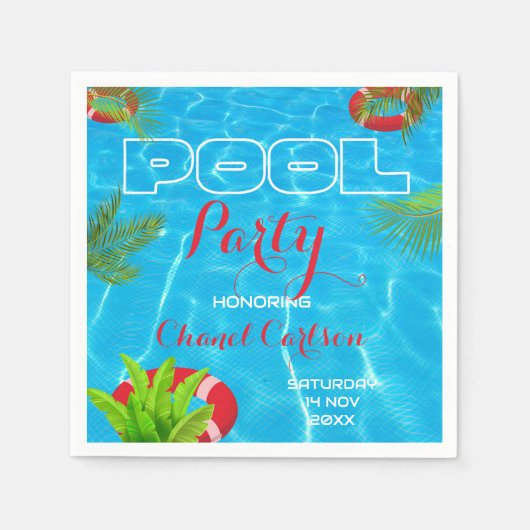 Tropisches Party | Sommer Geburtstag Serviette (Vorderseite)