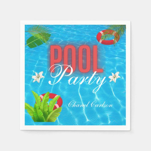 Tropisches Party | Sommer Geburtstag Serviette (Vorderseite)