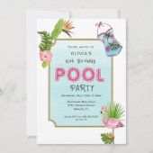 Tropisches Party | Summer Birthday Party Ankündigung (Vorderseite)