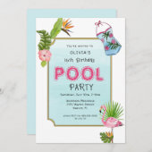Tropisches Party | Summer Birthday Party Ankündigung (Vorne/Hinten)