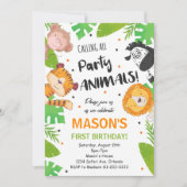 Tropisches Party Tiere Safari Dschungel Einladung (Vorderseite)