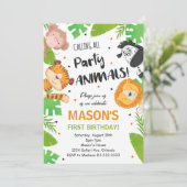 Tropisches Party Tiere Safari Dschungel Einladung (Stehend Vorderseite)