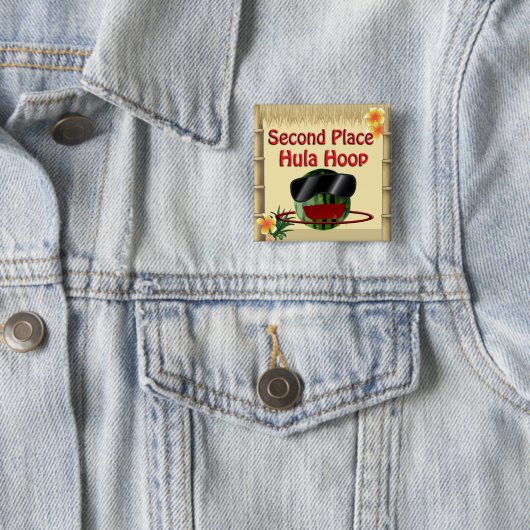 Tropisches Party Tiki Hut 2. Platz Hula Hoop Button (Beispiel)