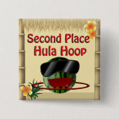 Tropisches Party Tiki Hut 2. Platz Hula Hoop Button (Vorderseite)