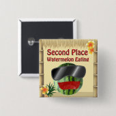 Tropisches Party Tiki Hut 2nd Place Wassermelone Button (Vorne & Hinten)