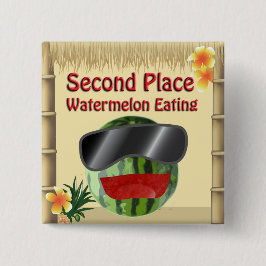 Tropisches Party Tiki Hut 2nd Place Wassermelone Button