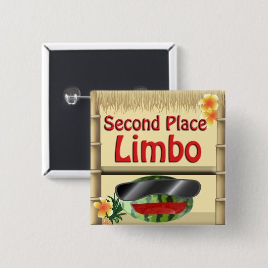 Tropisches Party Tiki Hut 2nd Platz Limbo Button (Vorne & Hinten)