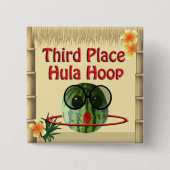 Tropisches Party Tiki Hut 3. Platz Hula Hoop Button (Vorderseite)