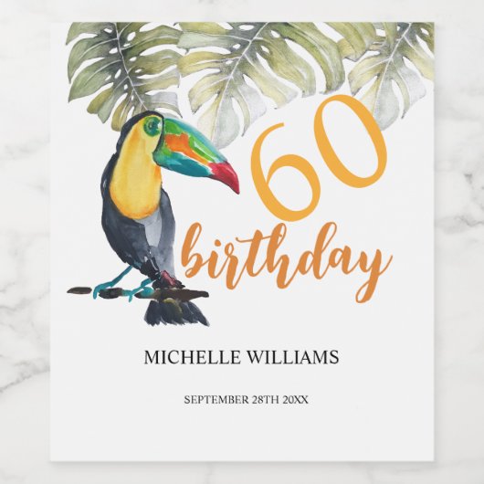 Tropisches Party Wasserfarben Weinetikett (Einzelnes Label)