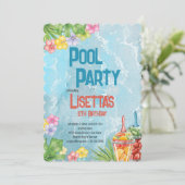 Tropisches Party zum Geburtstag Einladung (Stehend Vorderseite)