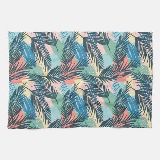 Tropisches Pastell-Leaf-Muster Geschirrtuch (Horizontal)
