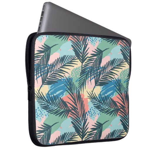 Tropisches Pastell-Leaf-Muster Laptopschutzhülle (Vorne Rechts)