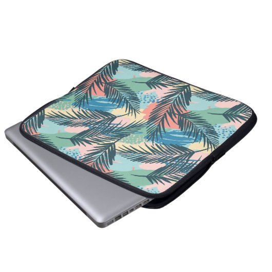 Tropisches Pastell-Leaf-Muster Laptopschutzhülle (Vorne Knopf)