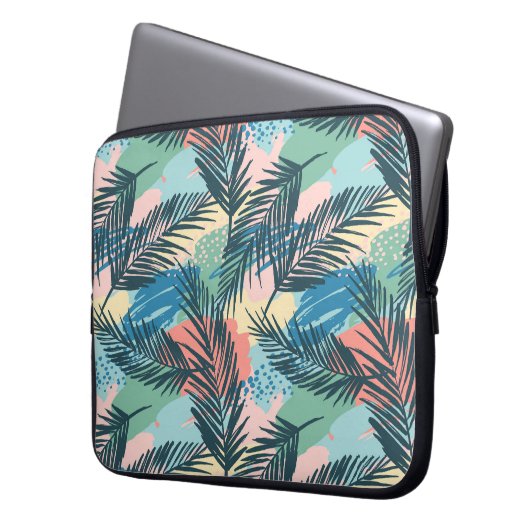 Tropisches Pastell-Leaf-Muster Laptopschutzhülle (Vorderseite Links)