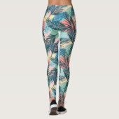 Tropisches Pastell-Leaf-Muster Leggings (Rückseite)
