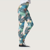 Tropisches Pastell-Leaf-Muster Leggings (Rechts)