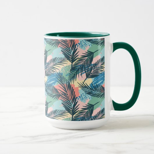 Tropisches Pastell-Leaf-Muster Tasse (Rechts)