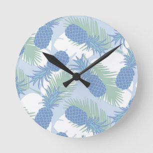 Tropisches Pastellananas-Muster Runde Wanduhr
