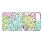 Tropisches Pastellmonstera-Blatt Wasserfarbmuster Case-Mate iPhone Hülle (Rückseite (Horizontal))
