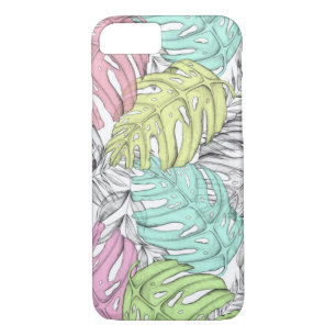 Tropisches Pastellmonstera-Blatt Wasserfarbmuster Case-Mate iPhone Hülle
