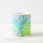 Tropisches Pastellmonstera-Blatt Wasserfarbmuster Kaffeetasse (Mittel)