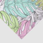 Tropisches Pastellmonstera-Blatt Wasserfarbmuster Seidenpapier (Ausschnitt)