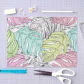 Tropisches Pastellmonstera-Blatt Wasserfarbmuster Seidenpapier (Handwerk)