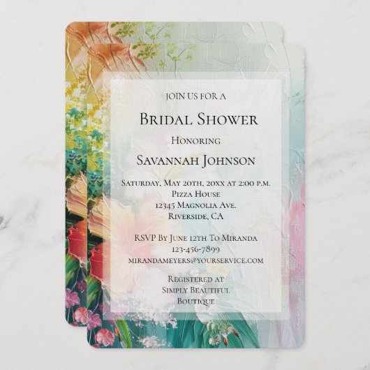 Tropisches Peach Weißer Hibiskus Blumenkohl Brautp Einladung (Vorne/Hinten)