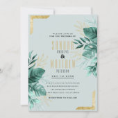 Tropisches Pfefferminzgrün, goldgelber Glitzer Hoc Einladung (Vorderseite)