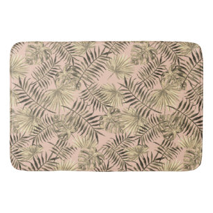 Tropisches Pfirsichblatt, pink und gold Badematte