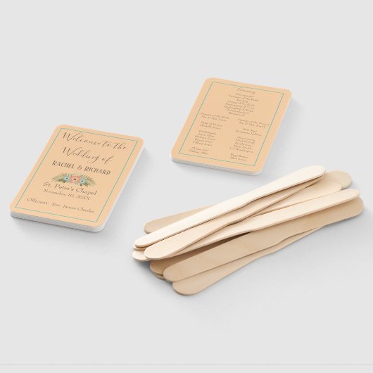 Tropisches Pfirsichprogramm und Aquamarines Hochze Fächer (Non-assembled)