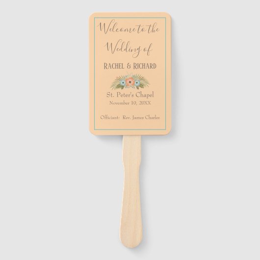 Tropisches Pfirsichprogramm und Aquamarines Hochze Fächer (Vorderseite)